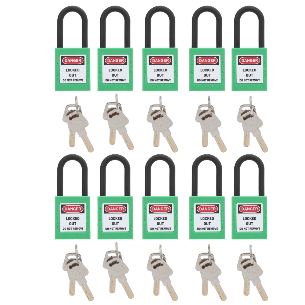 10Set 38mm/1.5in Safety Padlock Engineering Insulation DustProof for Factories Construction Sites Hospitals Chemicals(Green )