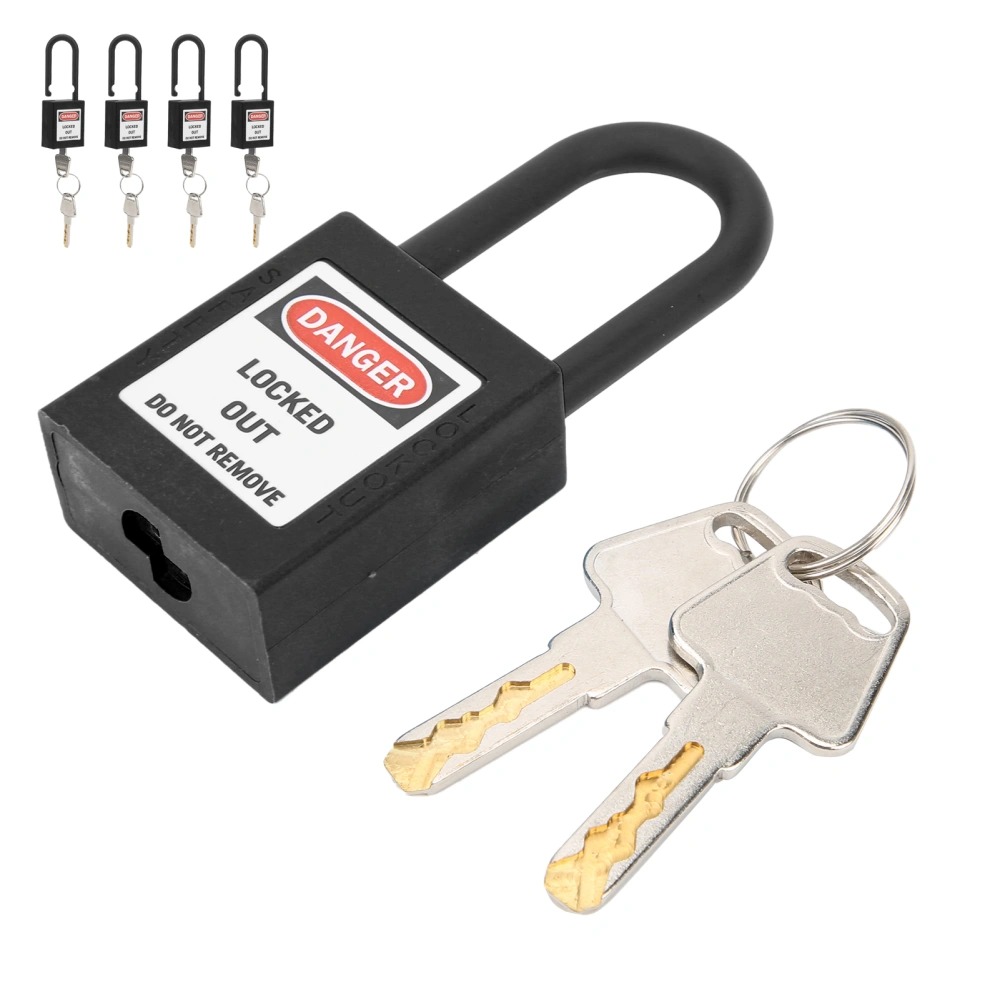 5Set 38mm Lockout Tagout Lock Nylon Durable Dustproof Insulated Safety Padlock with KeyBlack