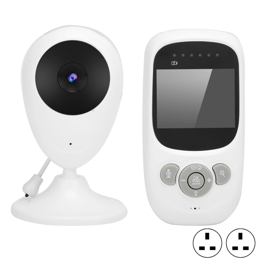 Baby Monitor Wireless Digital 2.4in LCD Video Audio Display with Temperature Sensor 8 Lullabies 100‑240VUK Plug