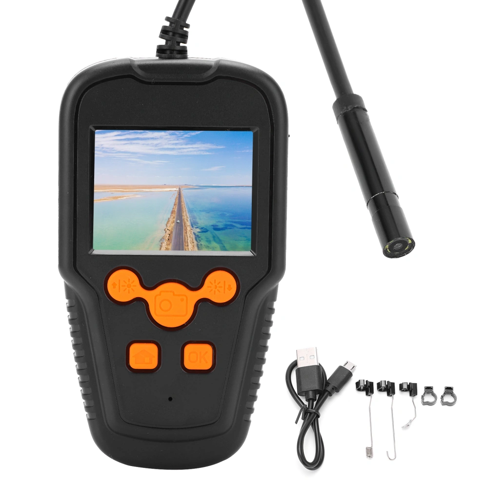 2MP Industrial Endoscope Handheld 2.4in HD Screen Waterproof 8mm Lens Inspection Camera2m/6.6ft