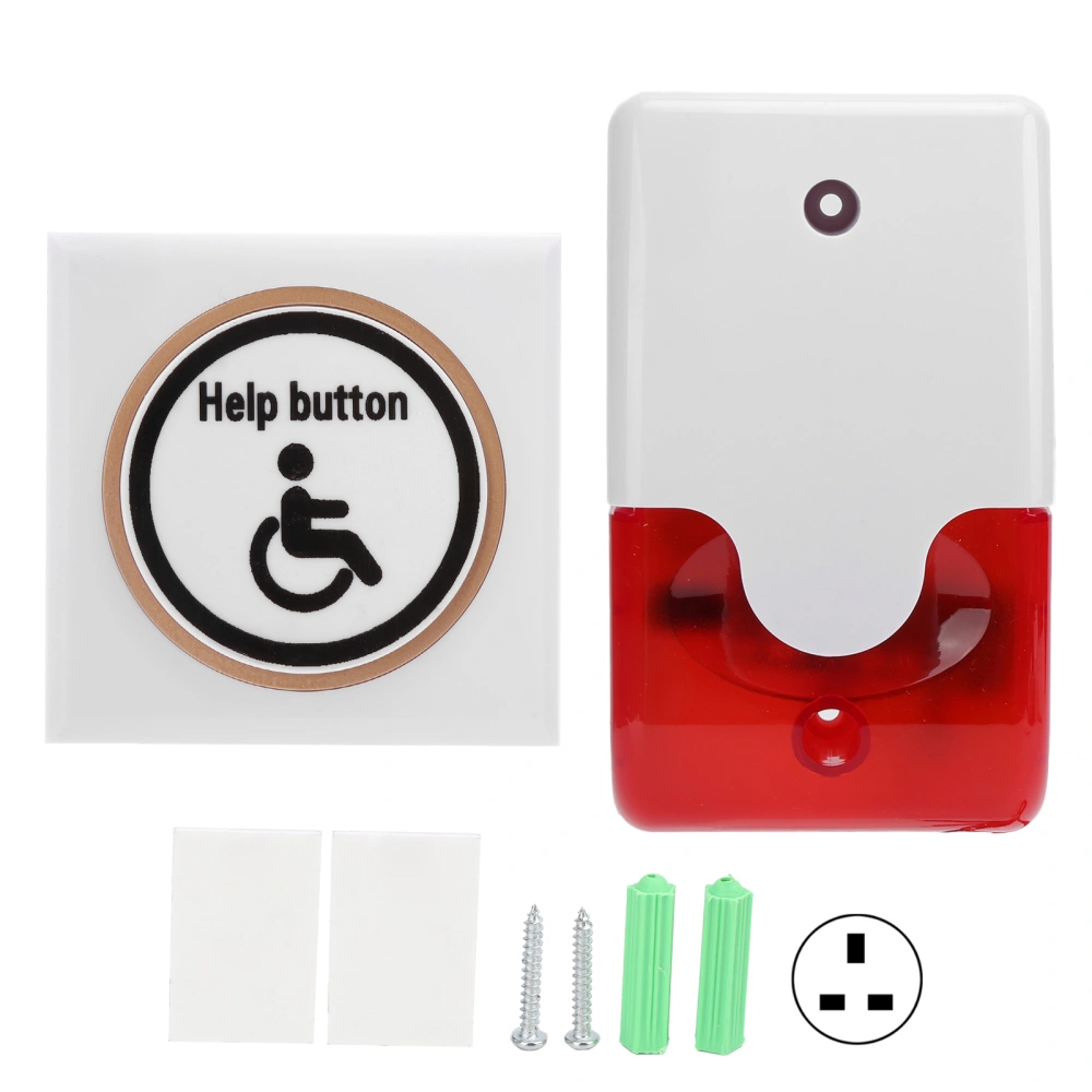 Wireless Help Button System for Toilet Hospitals Nursing Homes Schools Parks 110‑220VUK Plug