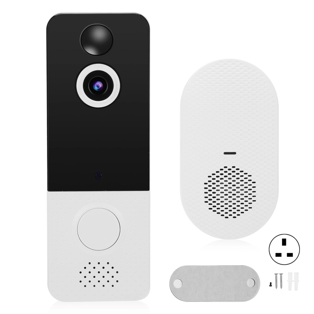 1080P WiFi Video Doorbell PIR Night Vision APP Remote with Ding Dong Bell for Villa Home Office Apartment 100‑240VUK Plug