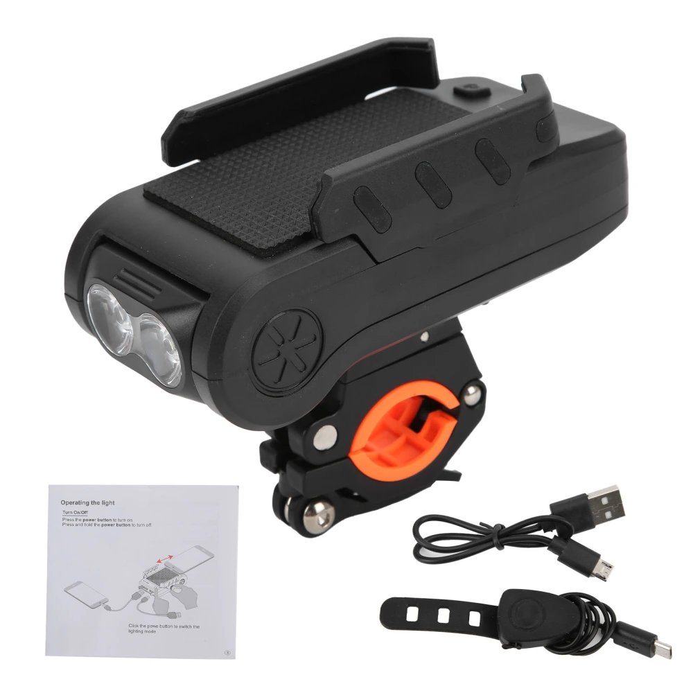 4-In-1 Bicycle Front Light Horn Phone Holder Power Bank Waterproof for Mountain Bike Cycling