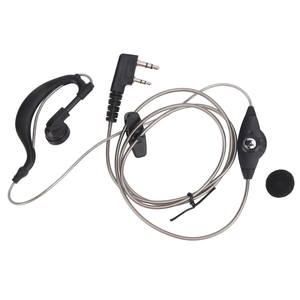 2 Way Radio Headset 2Pin Flexible Black Cable Headset with PTT Button G Shape for Kenwood KPG TH TK