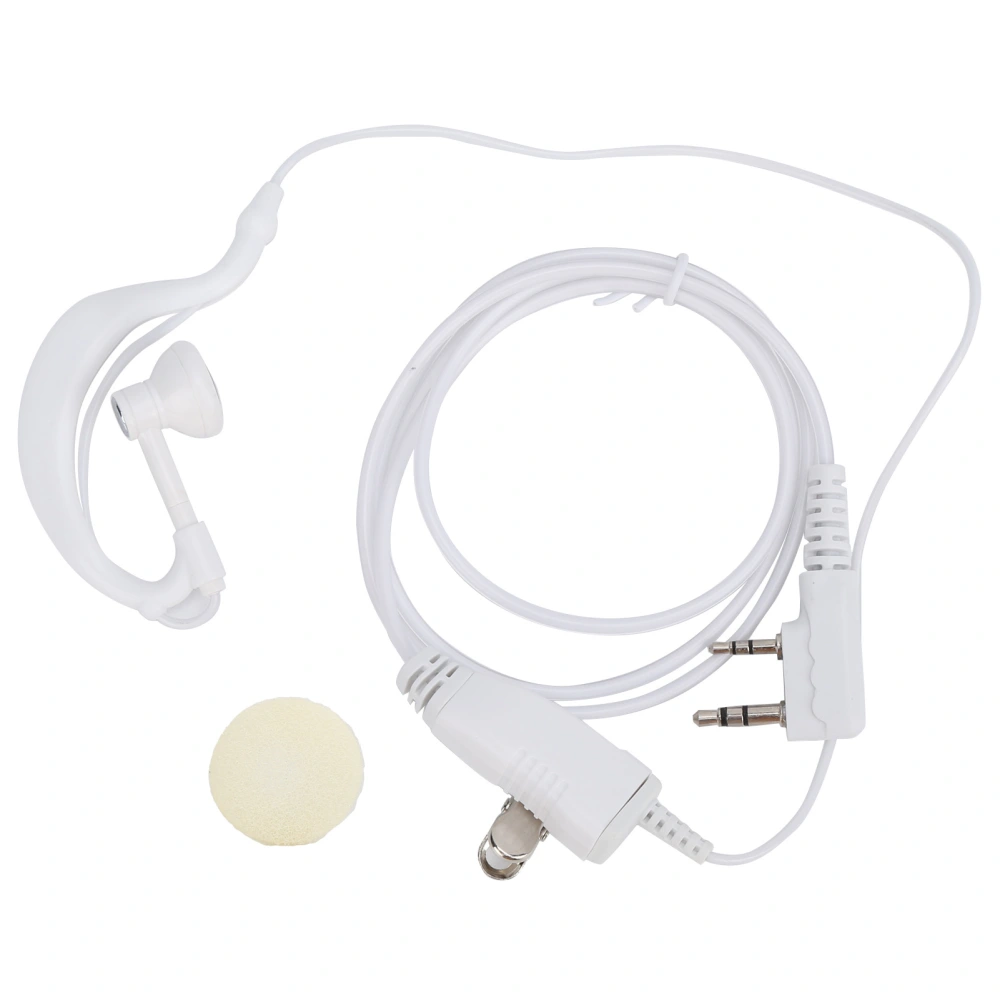 2 Way Radio Headset K Head 2Pin Acoustic Tube Headset with Microphone PTT White Cable for BaoFeng 888S 5R