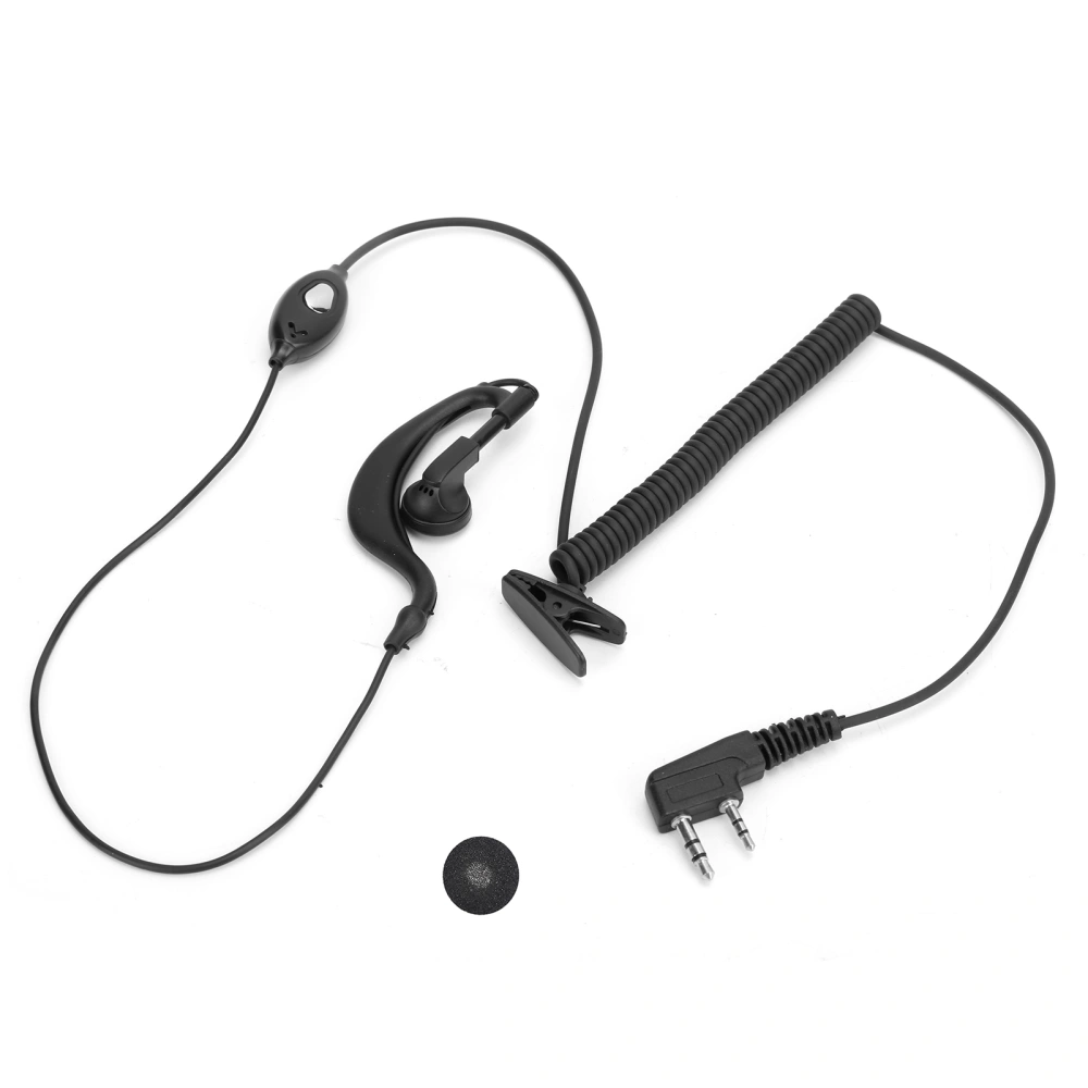 Walkie Talkie Earpiece PTT Headset Builtin Microphone with Earplug Sleeve for Baofeng(Black )