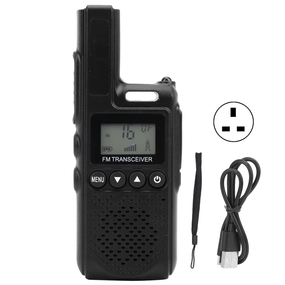 Handheld Mini Walkie Talkie 99-Channel Portable Long Range 2 Way Radio for Hotel 100-240V Black(UK Plug )