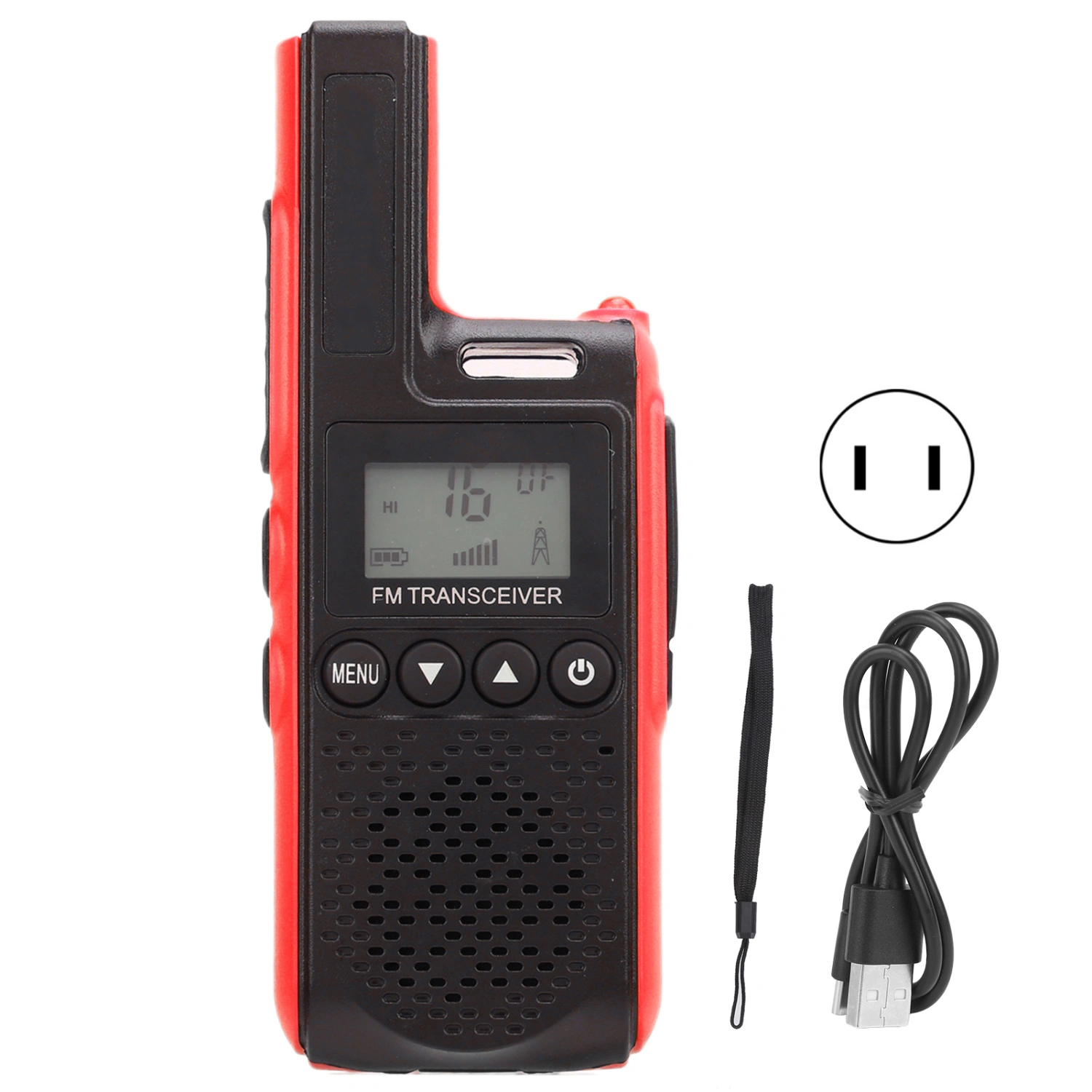 Handheld Mini Walkie Talkie 99-Channel Portable Long Range 2 Way Radio Clear Sound 100-240V Red(US Plug )