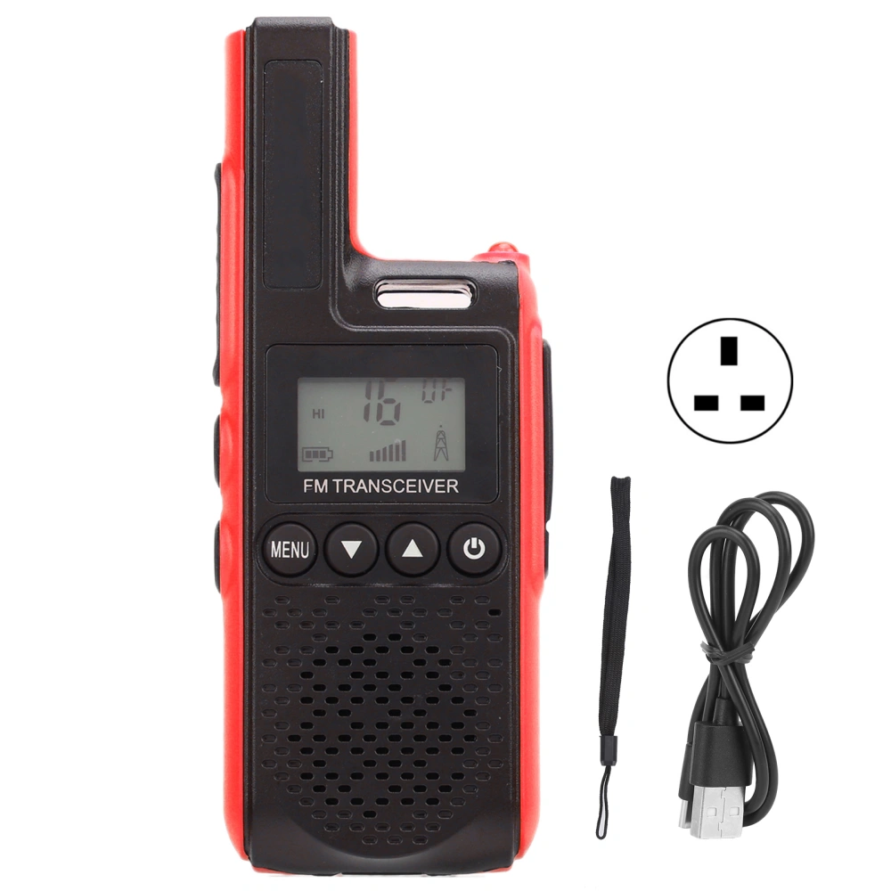 Handheld Mini Walkie Talkie 99-Channel Portable Long Range 2 Way Radio Clear Sound 100-240V Red(UK Plug )