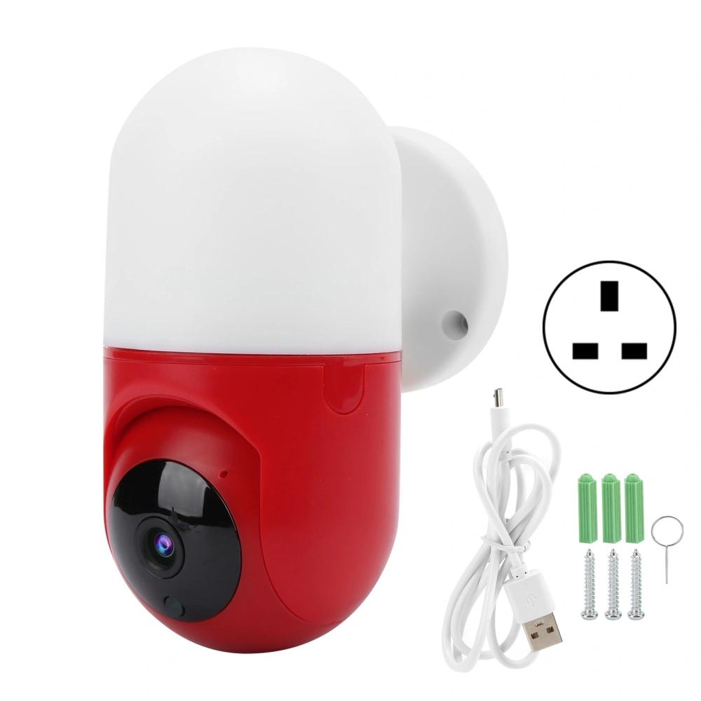 2‑in‑1 1080P Wireless Camera PTZ 355° HD Motion Detection Intelligent Alarm Wall Lamp Webcam 100‑240VUK Plug