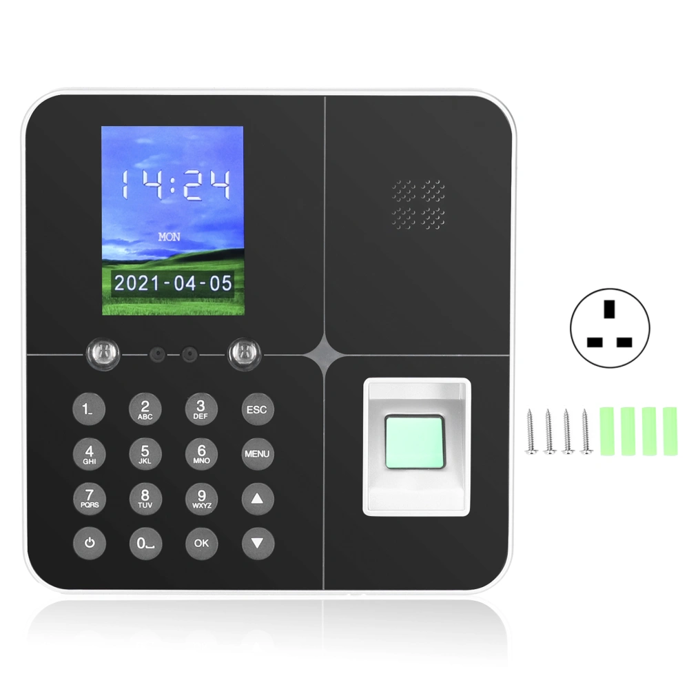 Intelligent Attendance Machine Face Fingerprint Password Recognition for Office Factory Hotel School 100‑240VUK Plug