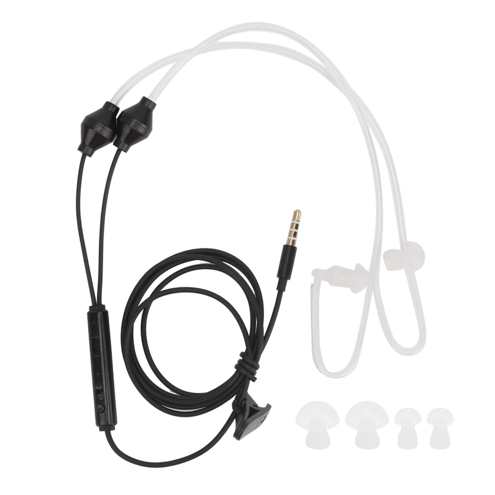 Air Tube Earphone Earbuds Wired Headphones W/HandFree Microphone for Samsung 3.5mm Jack(Noir )