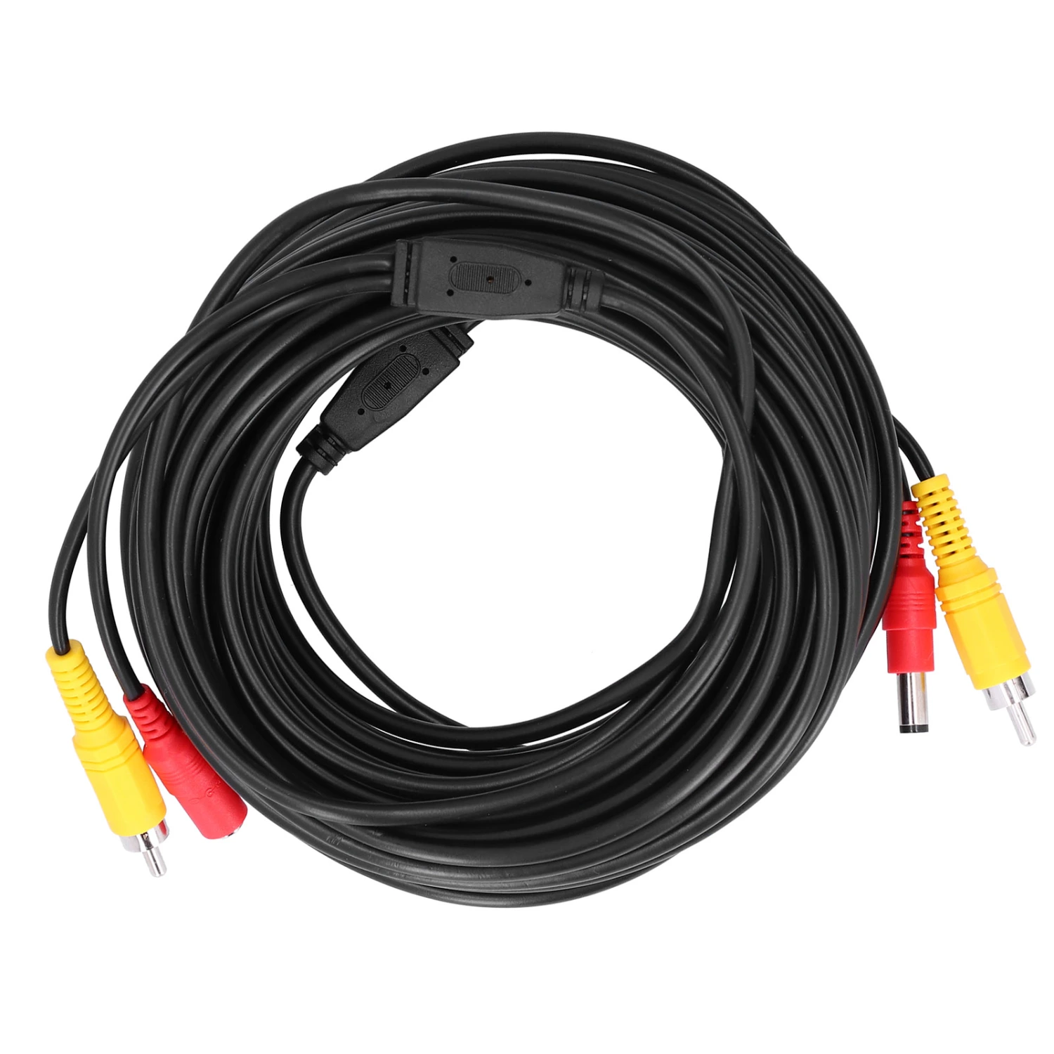 Portable CCTV Cable 2-In 1 Video Power Cord RCA+DC Connector for Surveillance Camera DVD Player(20m 65.6ft )