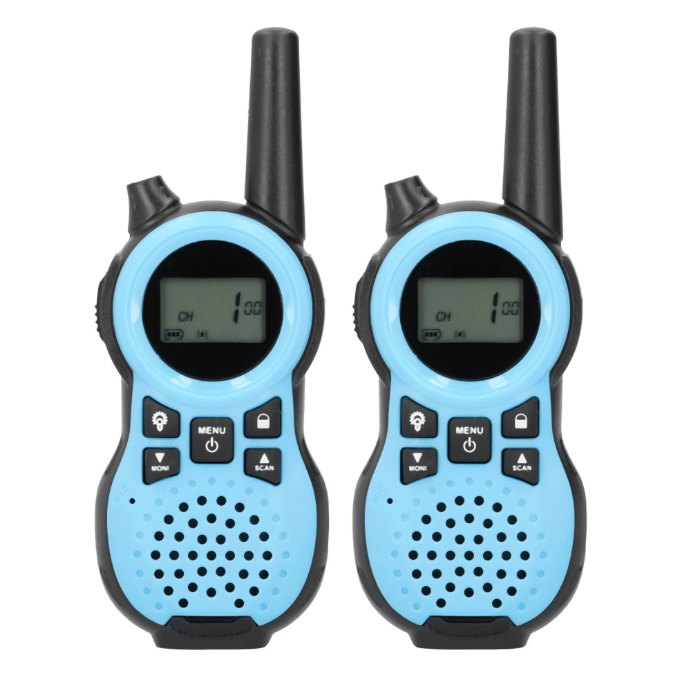 2pcs Handheld Walkie Talkies 0.5W Wireless Outdoor 2‑Way Radio Gifts for Kid ChildrenBlue America 462‑467MHZ 22 Channels 3‑5 Miles Communication Distance