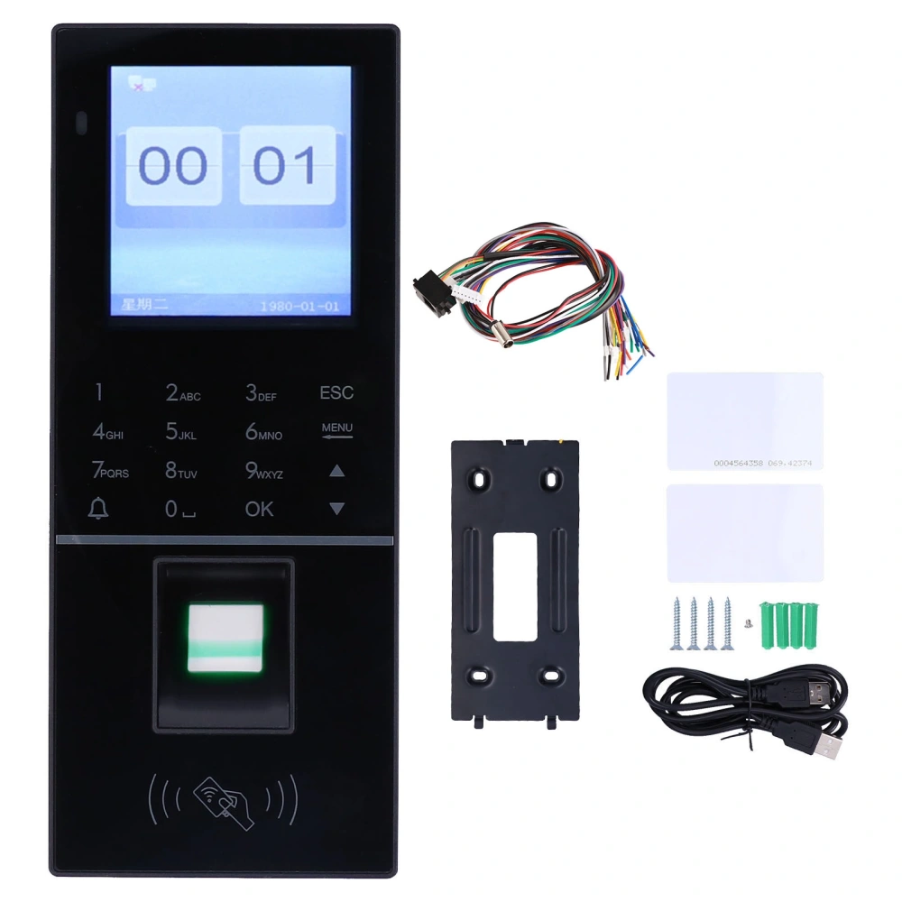 Access Control Attendance 2‑in‑1 Machine TCP/IP Fingerprint Password Card 2.4in TFT 125KHz RFID Wiegand26 for Office