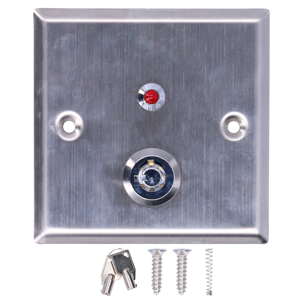 12VDC Exit Key Switch Lock On/Off Emergency Door Release 86x86mm with Red LED Indicator Tamper Signals