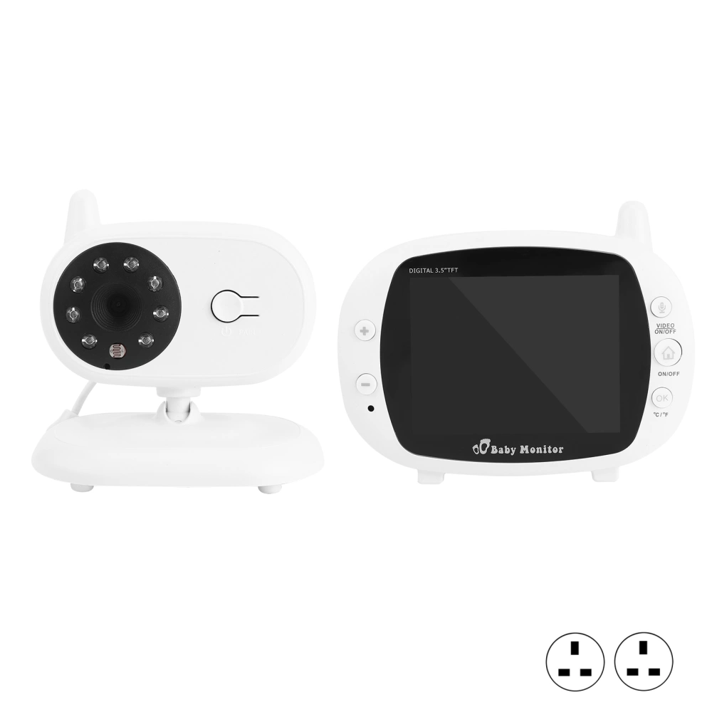 3.5in TFT Baby Camera Digital Night Vision Temperature Sensor Viewing with Soft Music 100‑240VUK Plug