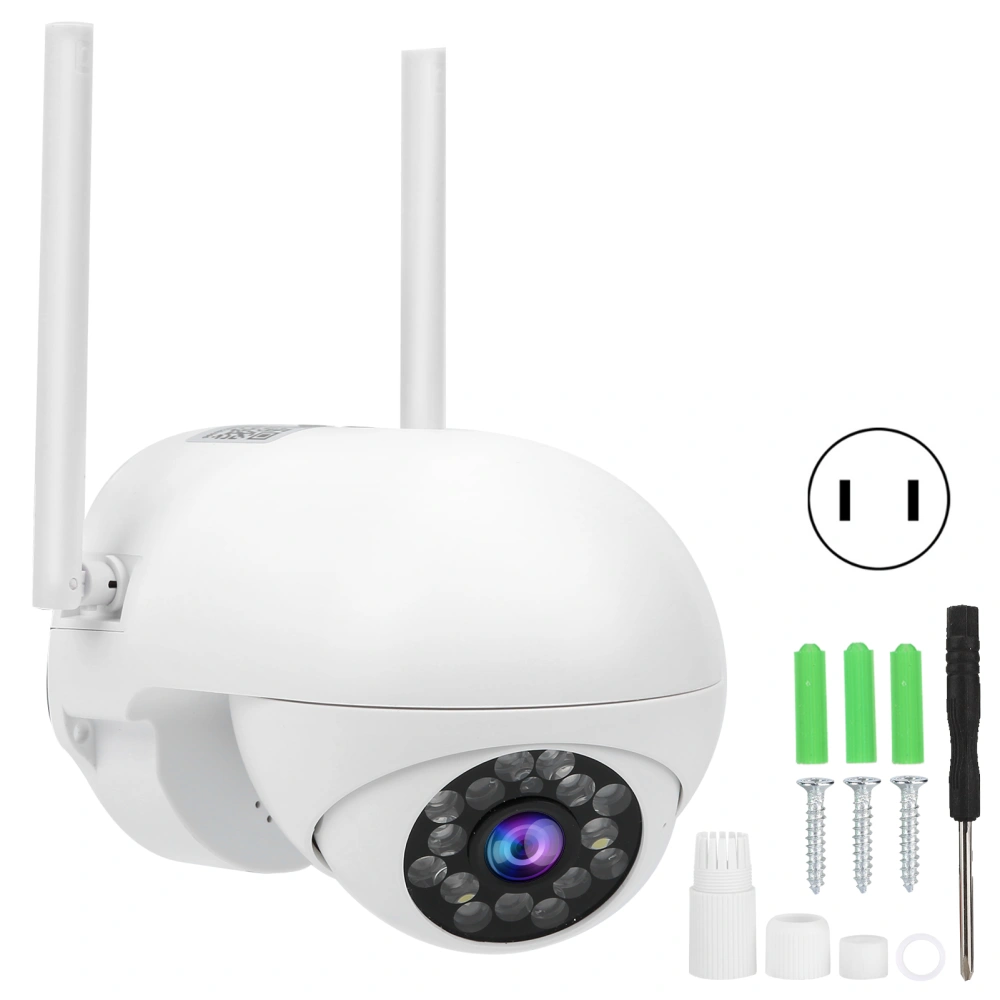 1080P WiFi Pan/Tilt Camera Motion Tracking 2 Way Audio Waterproof Full Color Night Vision Home Security 100‑240VUS Plug