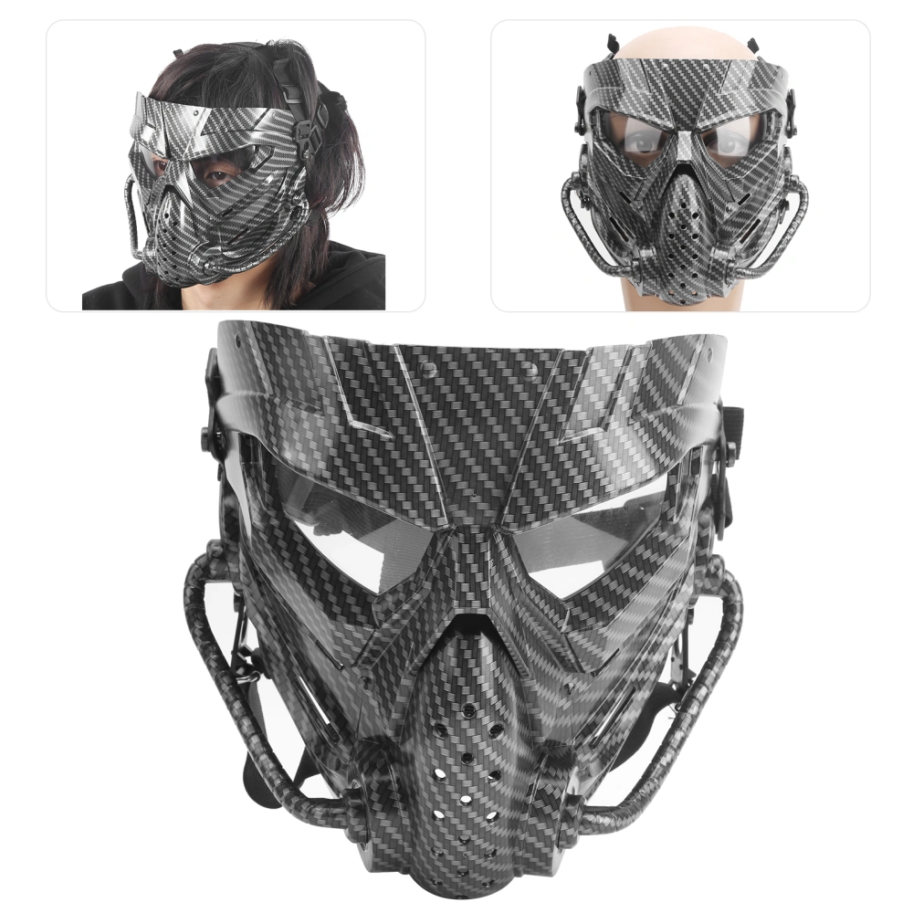 Full Face Guard W/Goggles Protection Detachable Carbon Fiber Texture for CS Game Outdoor Activities