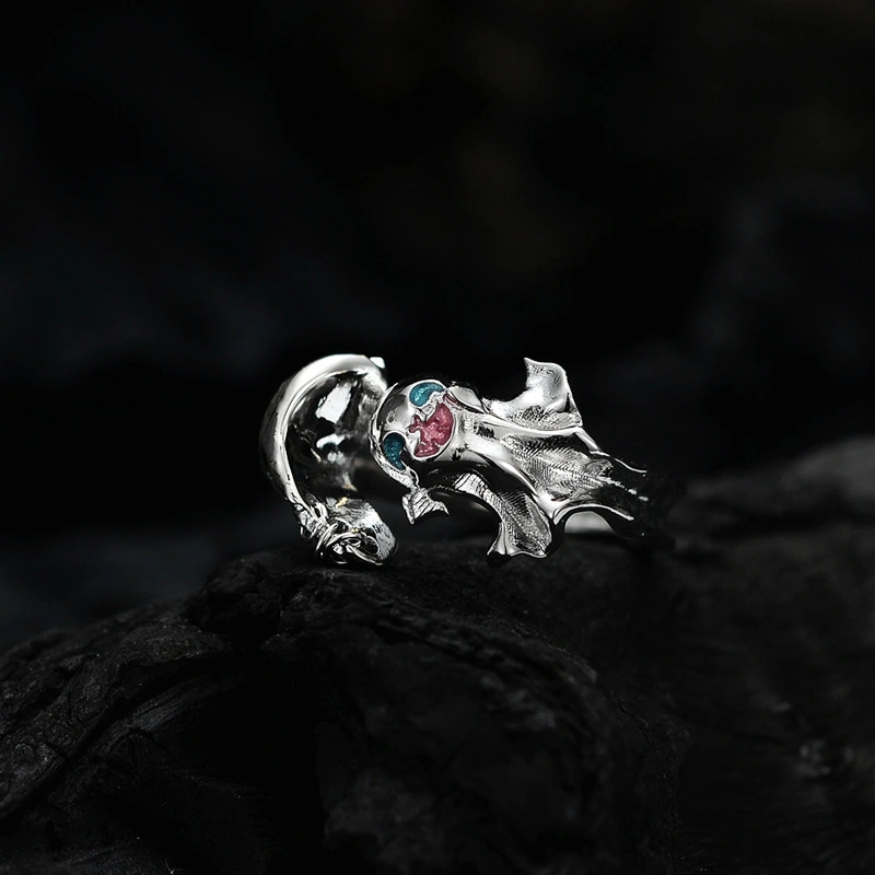 S925 Sterling Silver Wizard Hat Ghost Ring