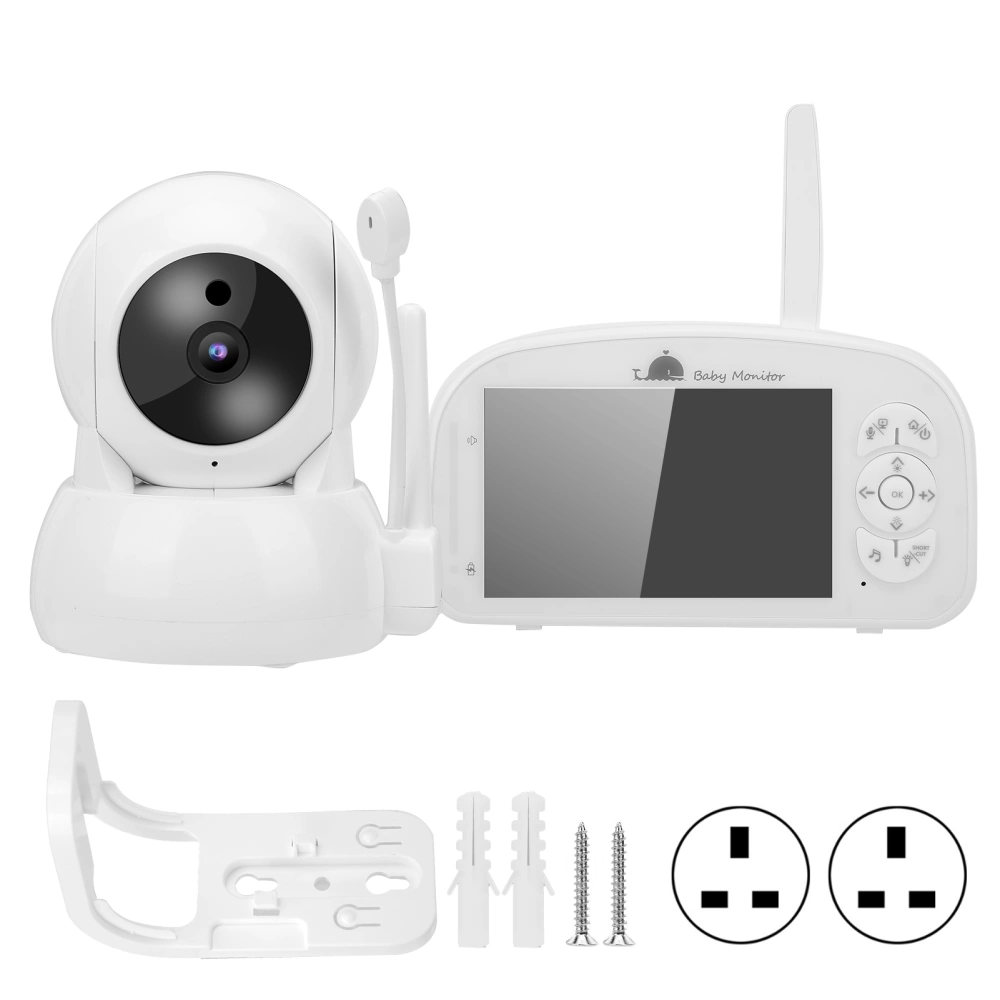 5in TFT Display Baby Monitor 1080P PTZ Camera Music Night Vision Temperature Detect 2 Way Audio 100‑240VUK Plug