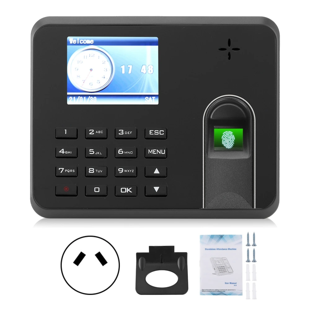 2.8in TFT Independent Access Control Systerm Fingerprint Password Attendance Machine 110‑270VAU Plug