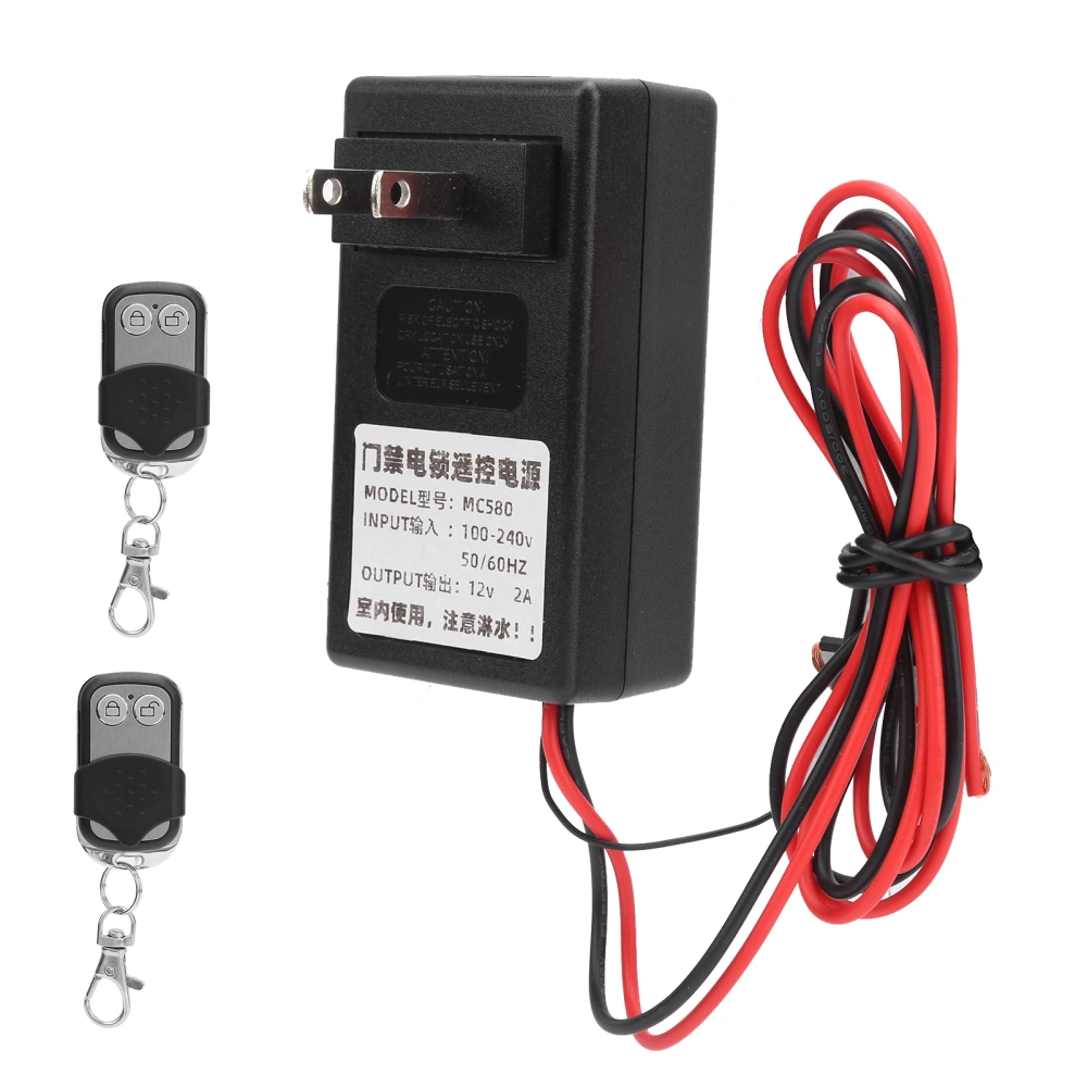 12V 2A Wireless Remote Control Power Supply Stabilivolt Voltage Transformation for Electric Plug Magnetic Lock US Plug 100‑240V