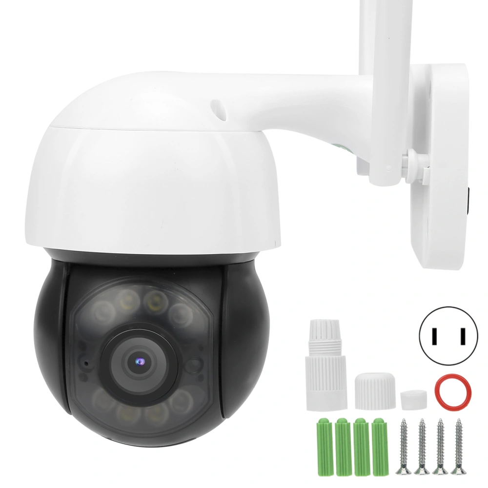 3MP WiFi Camera PTZ PIR Full Color Night Vision 2 Way Audio IP66 Waterproof CCTV 100‑240VUS Plug