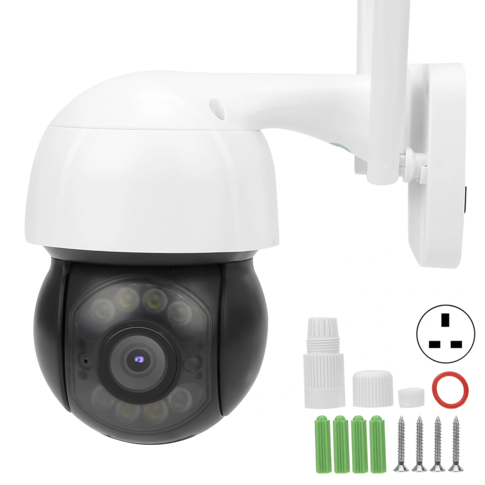 3MP WiFi Camera PTZ PIR Full Color Night Vision 2 Way Audio IP66 Waterproof CCTV 100‑240VUK Plug