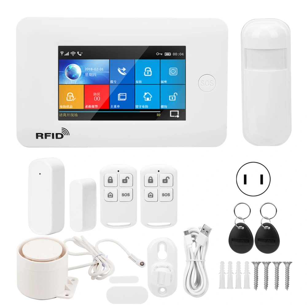 WIFI+GSM+GPRS Alarm 4.3in Full Color Touch Screen Burglar AntiTheft Systerm for Tuya 100240V(US Plug )