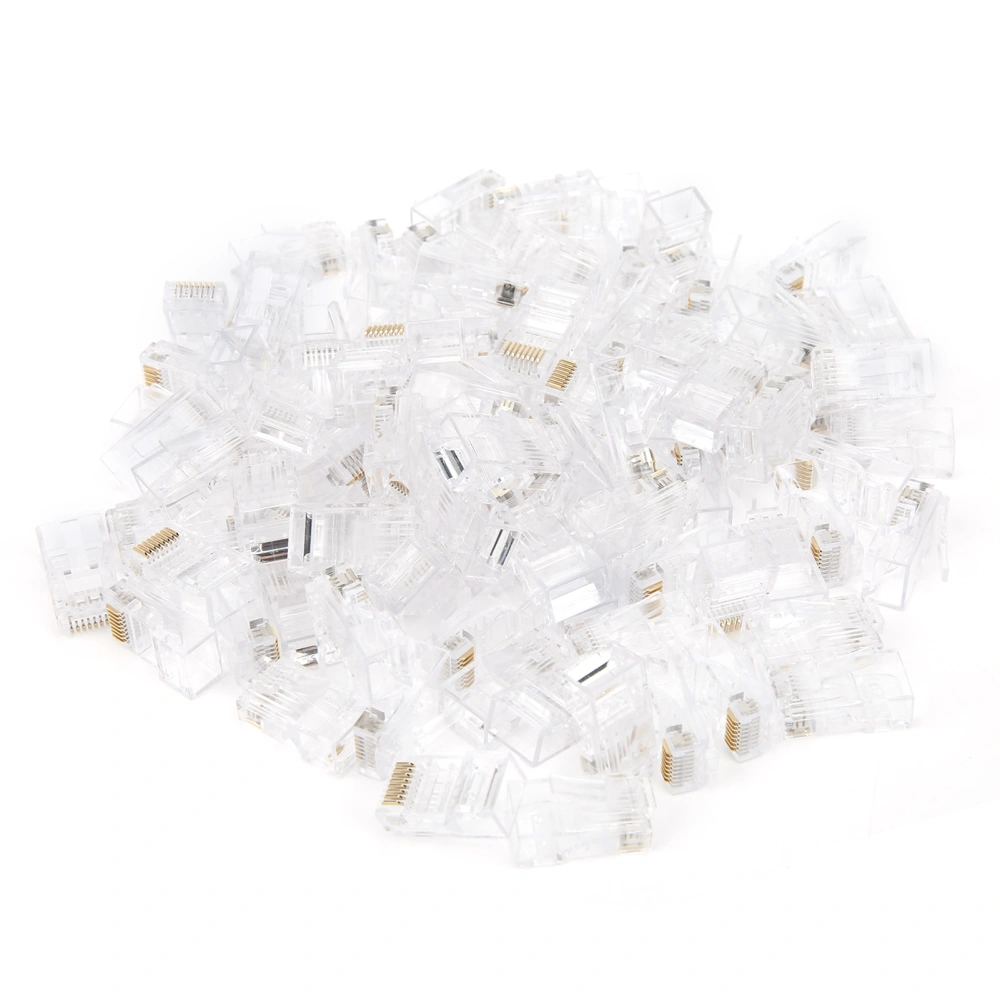 100Pcs RJ45 Connector End CAT6 Unshielded Network Cable Modular Plug Gold Plated