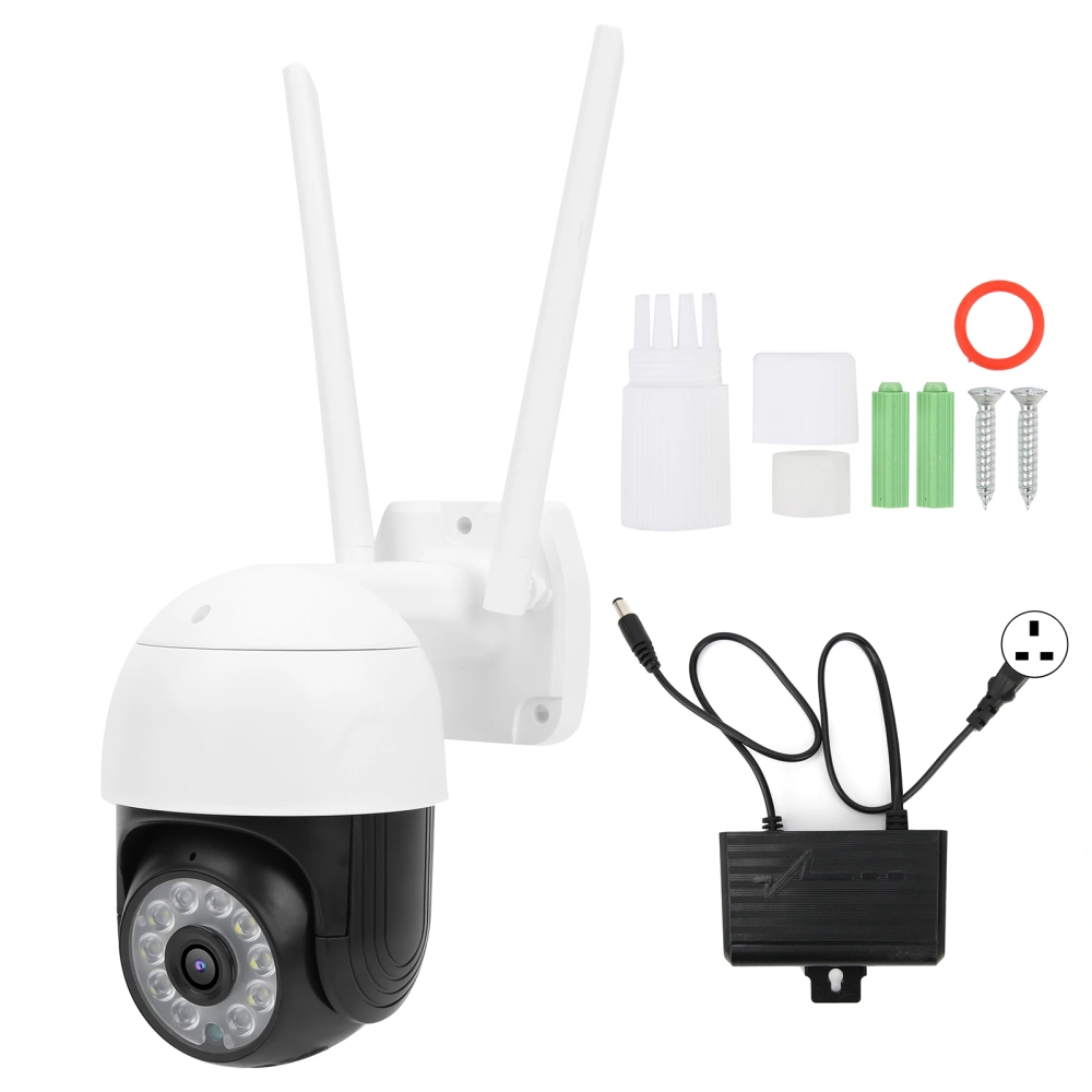 1080P WIFI Smart Camera 2 Way Color Night Vision IP66 Waterproof Surveillance System 100‑240VUK Plug