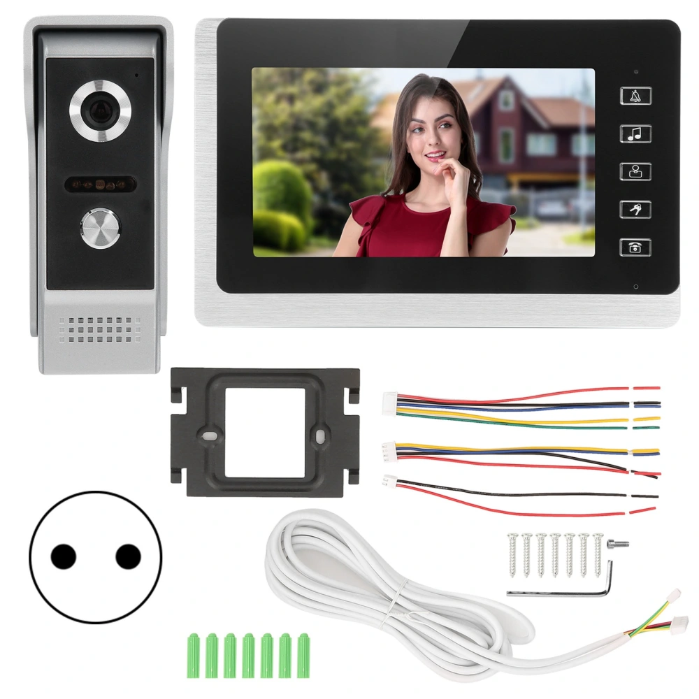 7in TFT LCD Wired Video Doorbell 2 Way Night Vision Waterproof Home Security Systerm 100-240VEU Plug