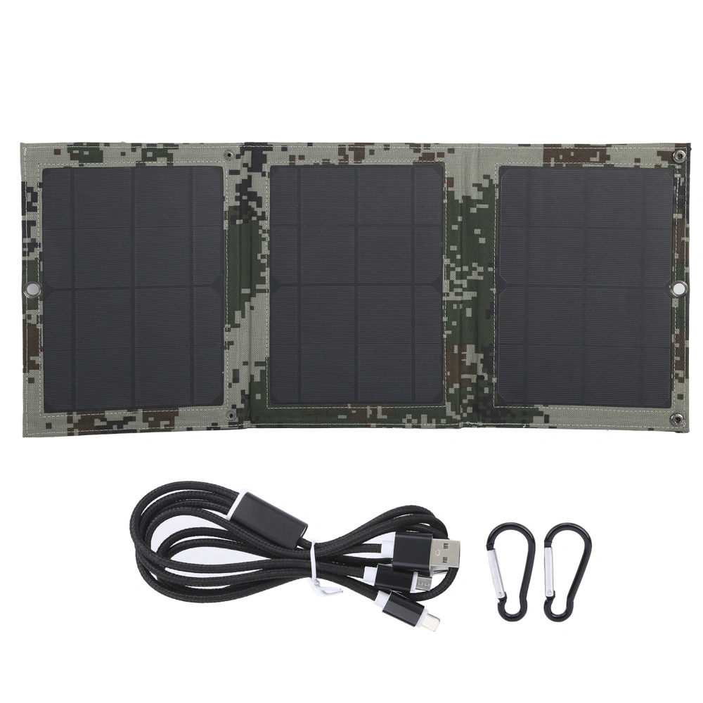 21W Monocrystalline Solar Panel Foldable Dual USB Charger for Outdoor Activities Camouflage Color