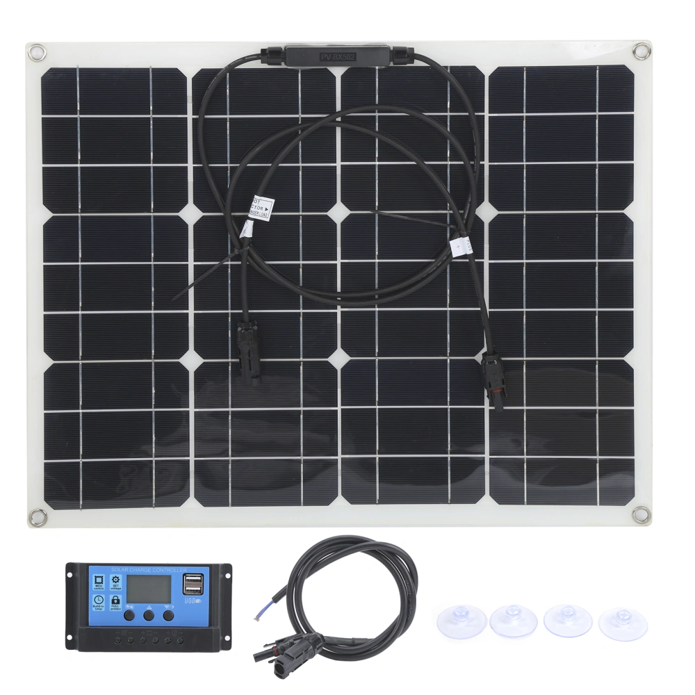 40W Solar Panel Dual USB Charger with 12V/24V PWM Controller 3.3ft Extension Cable30A