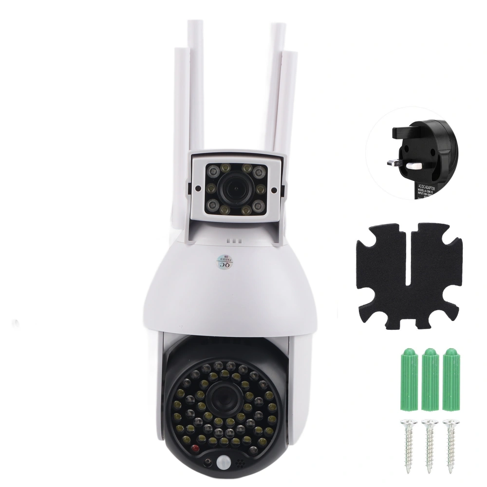 1080P Wifi PTZ Camera 60 Lights Dual Lens IP66 Waterproof Motion Detection Night Vision Home Security 100‑240V Prise UK