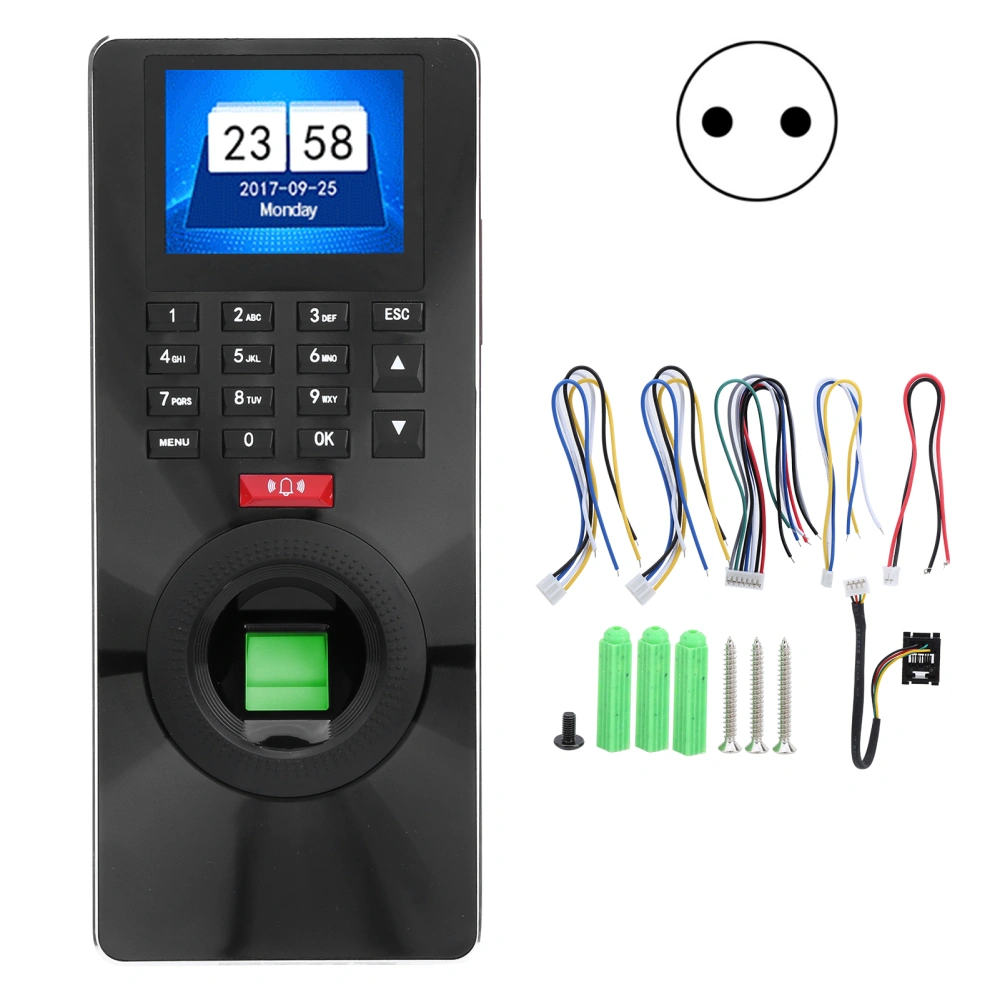 Door Access Control Password Fingerprint Card 125KHZ RFID TCP IP Wiegand26 Attendance 100‑240VEU Plug