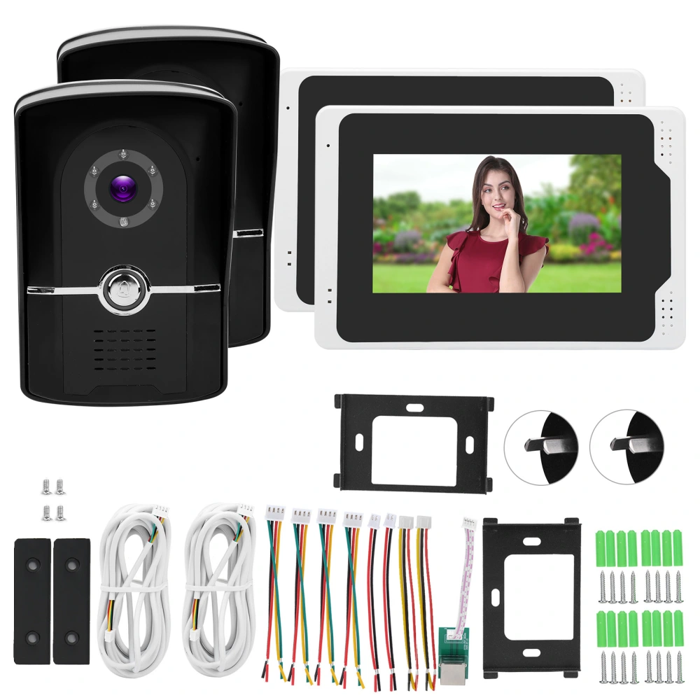 1080P Wifi Video Doorbell 7in TFT Display 2 Cameras 2 Monitors 110° Night Vision for Tuya 100‑240VAU