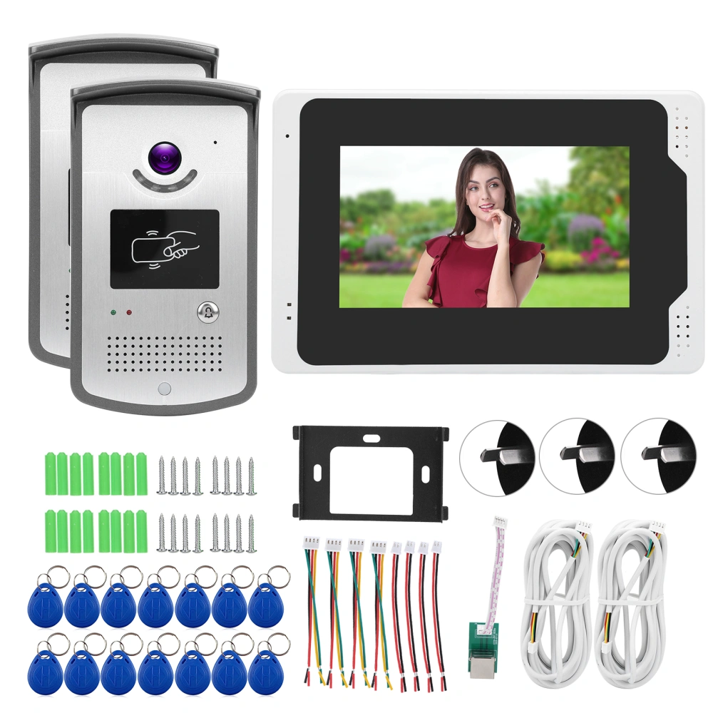 7in 1080P WiFi Video Card Doorbell Intercom 2 Outdoor Unit TFT Screen Rainproof Night Vision for TUYA 100‑240VAU Plug