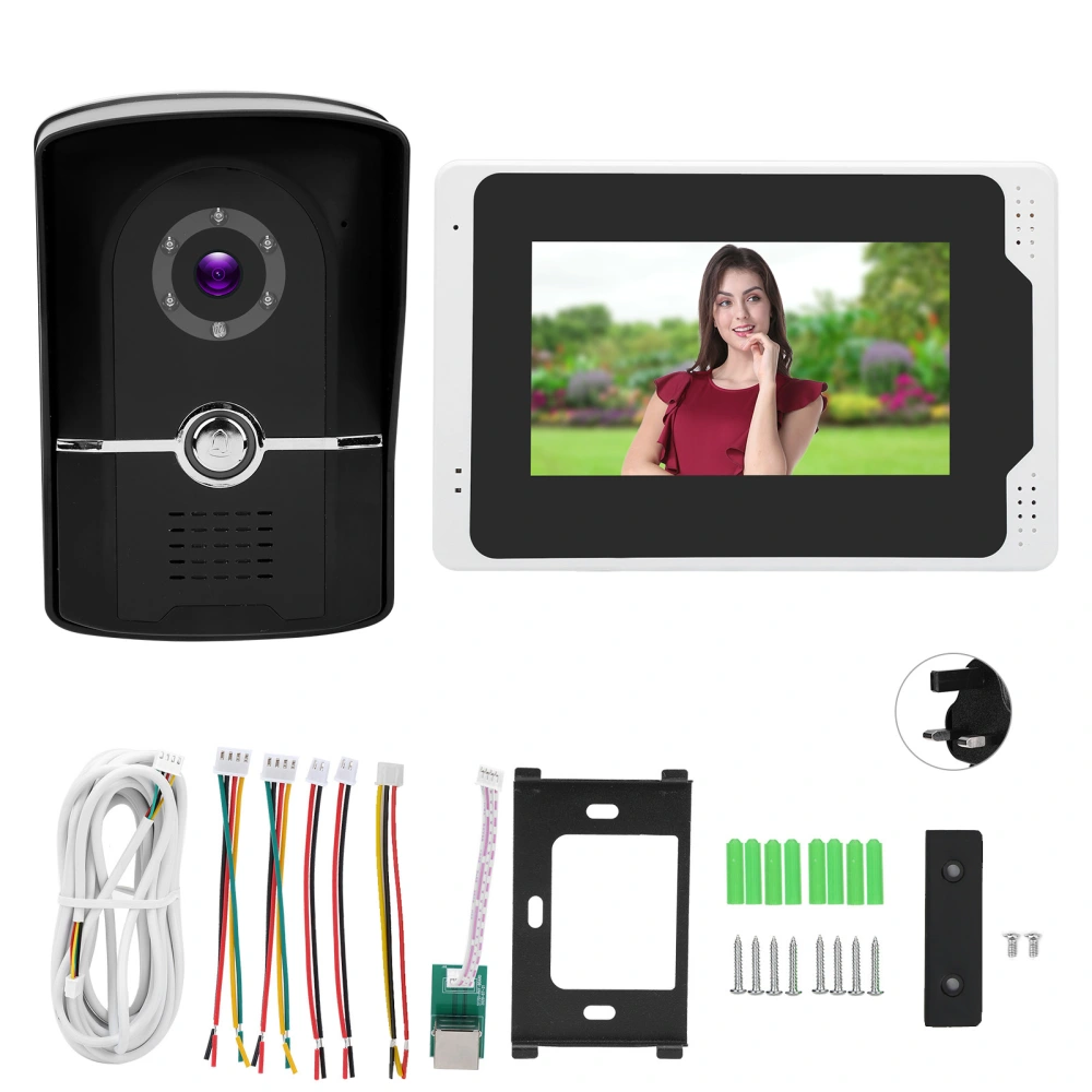 7in 1080P WiFi Video Doorbell Waterproof Intercom TFT Remote Control Night Viewing for TUYA 100‑240VUK Plug