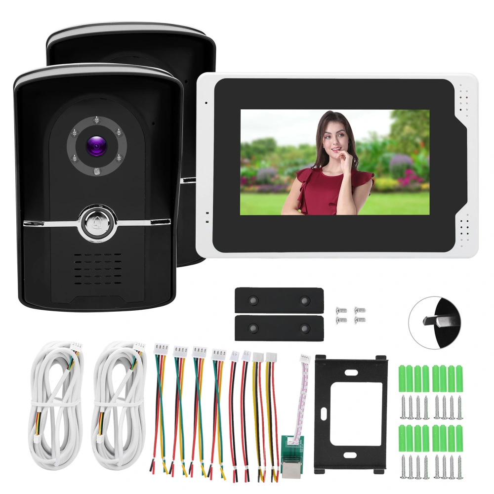 1080P Wifi Video Doorphone 7in TFT Display 2 Outdoor Units 110° Wide Angle Night Vision for Tuya 100‑240VAU