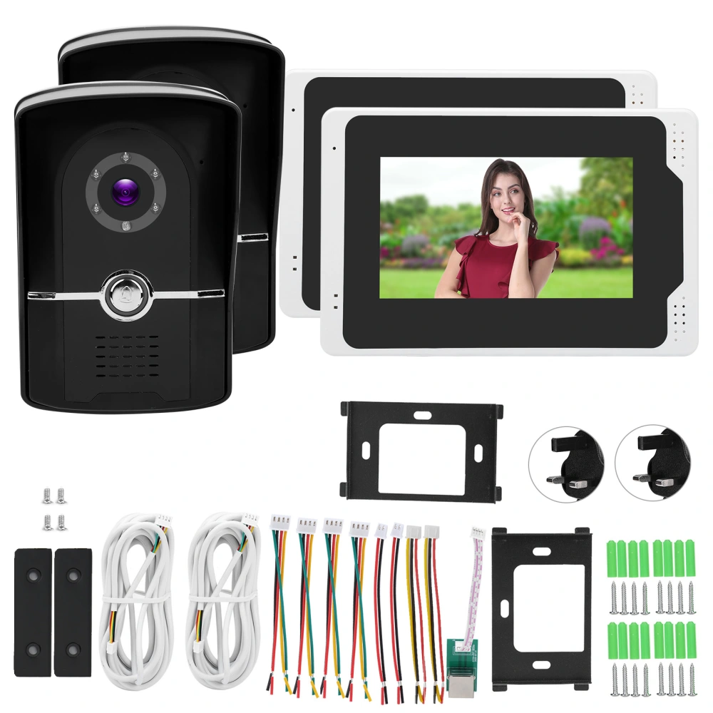 1080P Wifi Video Doorbell 7in TFT Display 2 Cameras 2 Monitors 110° Night Vision for Tuya 100‑240VUK