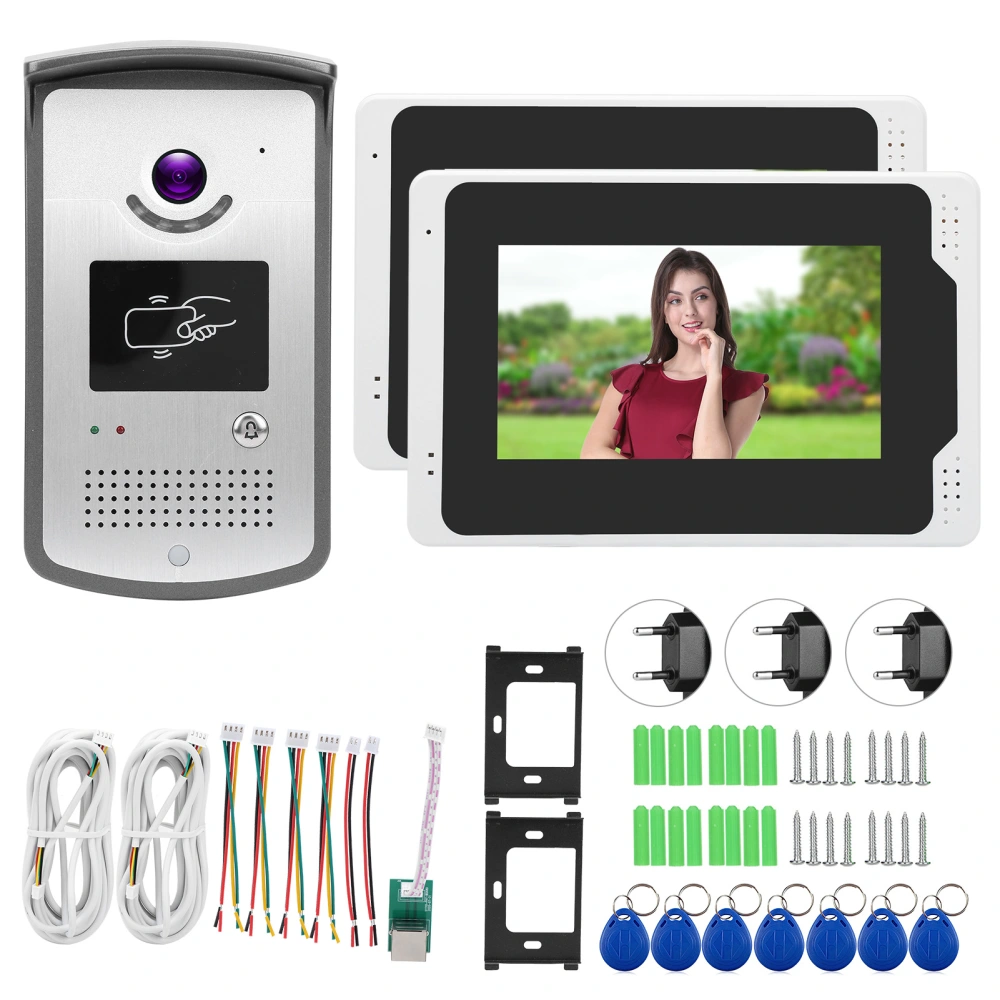 Doorbell 7in TFT 2Monitors WiFi 1080P Visible Intercom Door Phone Rainproof Night Vision Entry System for TUYAEU Plug