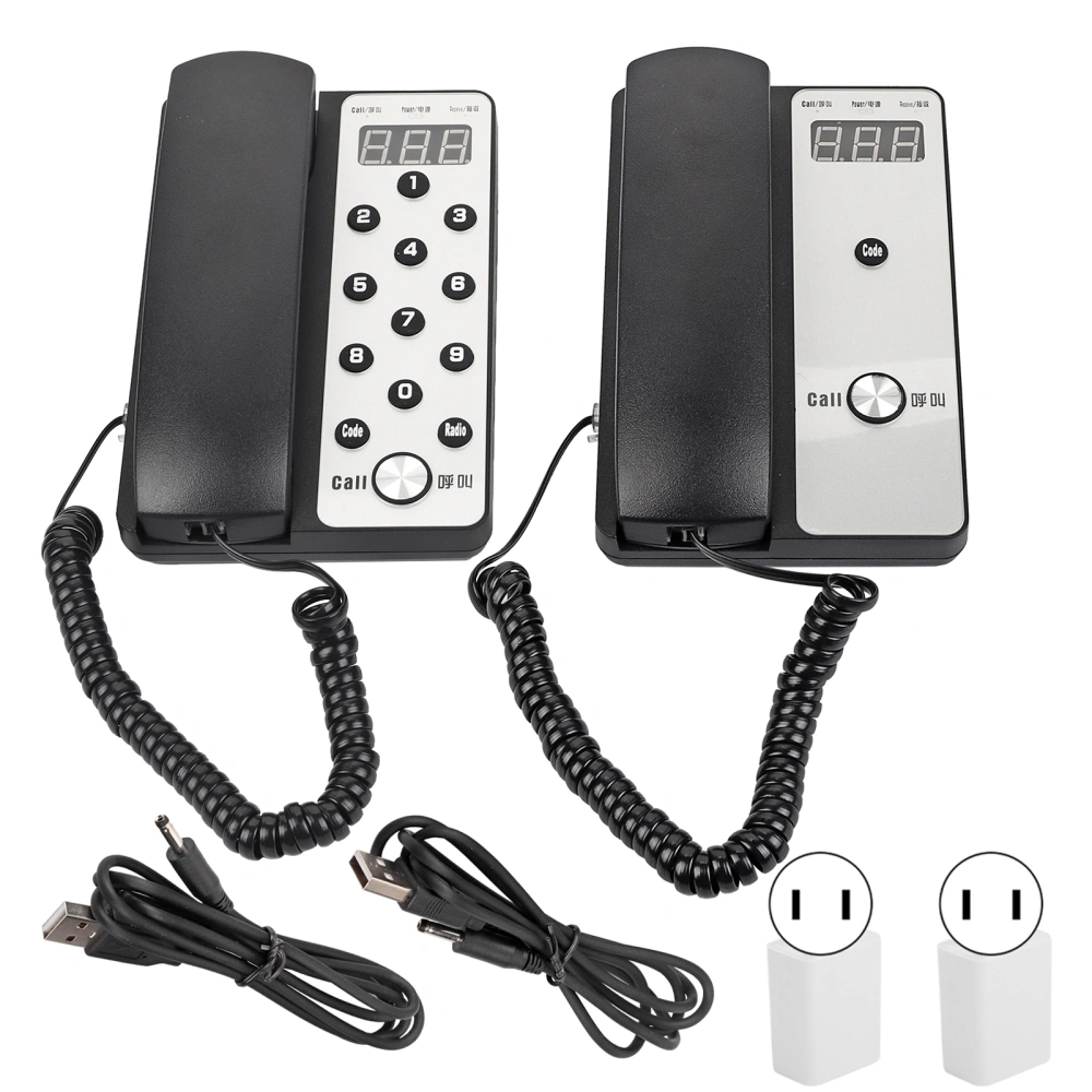 Pair of Host Extension Internal Telephone Wireless Voice Intercom Call for Building Office AC100V240V(Prise américaine )