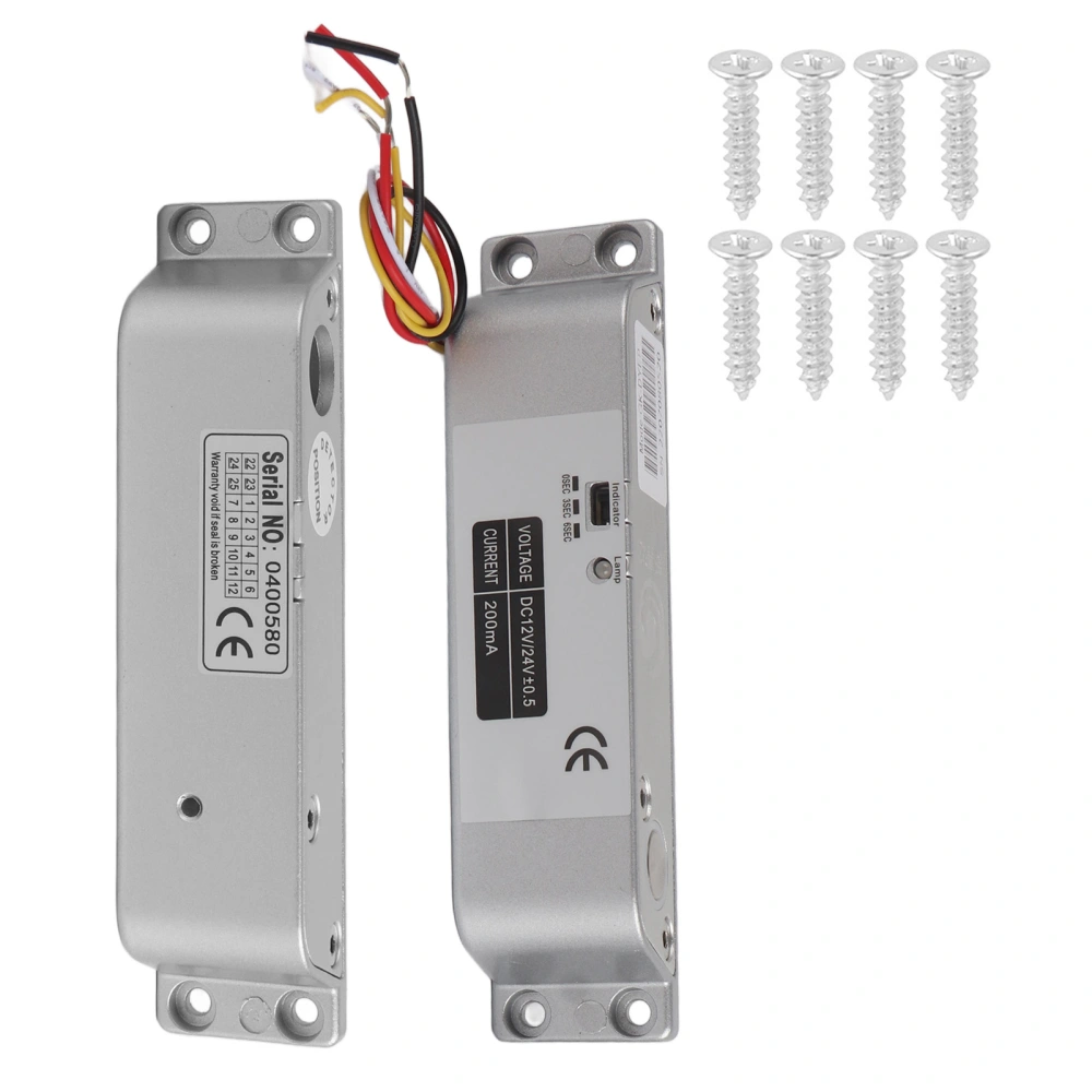 DC12V/24V Electric Bolt Lock Low Temperature 0/3/6s Delay 4 Wires for Wood/Metal/Fire Door