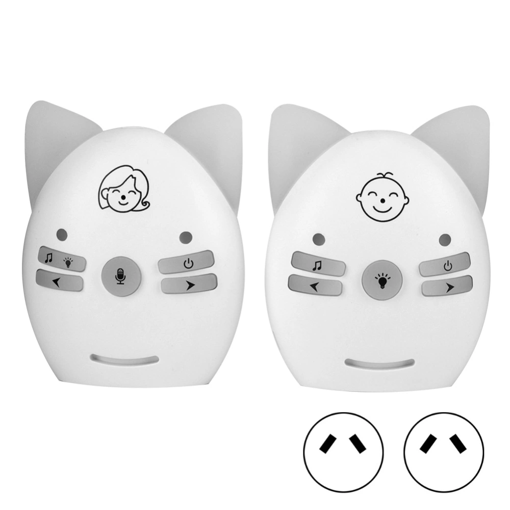 Audio Baby Monitor 2.4GHz Wireless Music 2 Way Voice Small Night Light Walkie Talkie 100‑240VWhite AU Plug