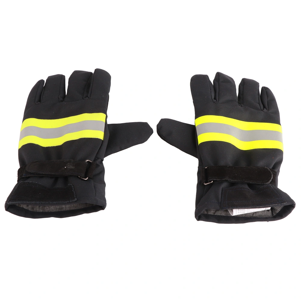 Flame Retardant Firefighting Gloves Heat‑Resistant Waterproof Breathable Firefighter Hand Protection Cover Black and Yellow