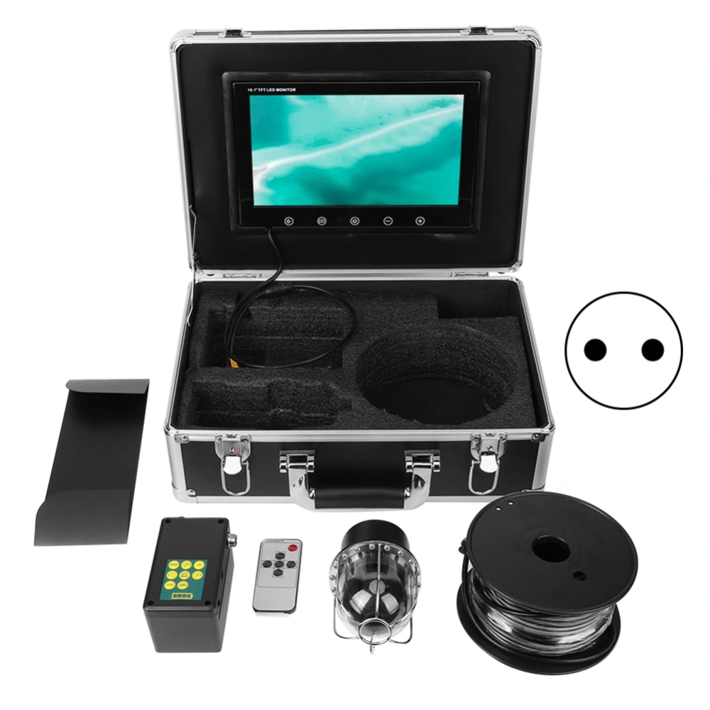 10.1in TFT LCD Underwater Fishing Camera 20LEDs Waterproof Fish Finder Panoramic Monitor 20m Cable AC100‑240VEU Plug