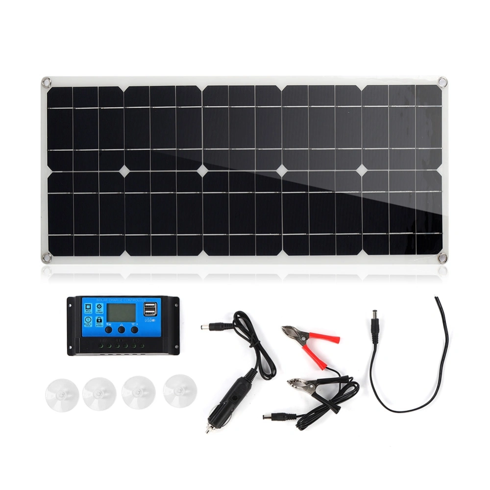 30W 18V Solar Panel IP65 Monocrystalline 12V/5V Dual USB Battery Charger +12V/24V PWM Controller for Auto RV Boat20A