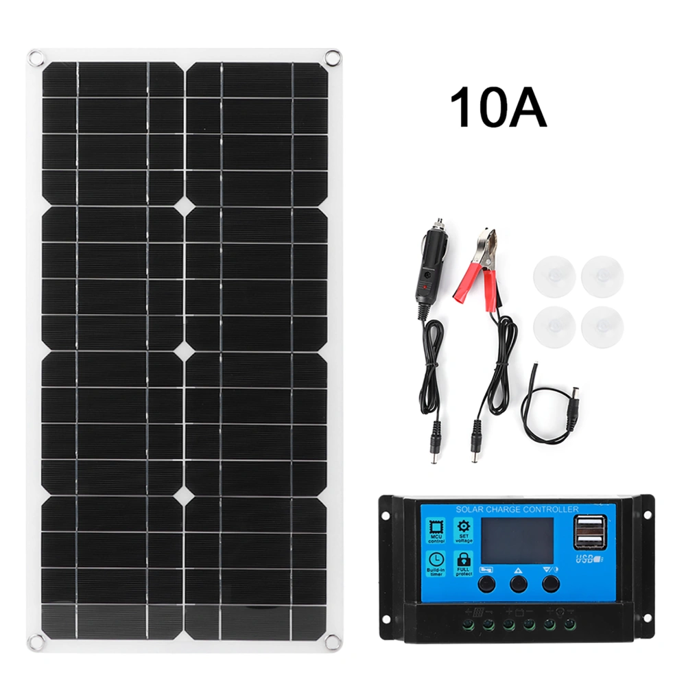 25W 18V Solar Panel 12V/5V Dual USB IP65 Waterproof with 12V/24V PWM Controller Charger for Car RV Boat